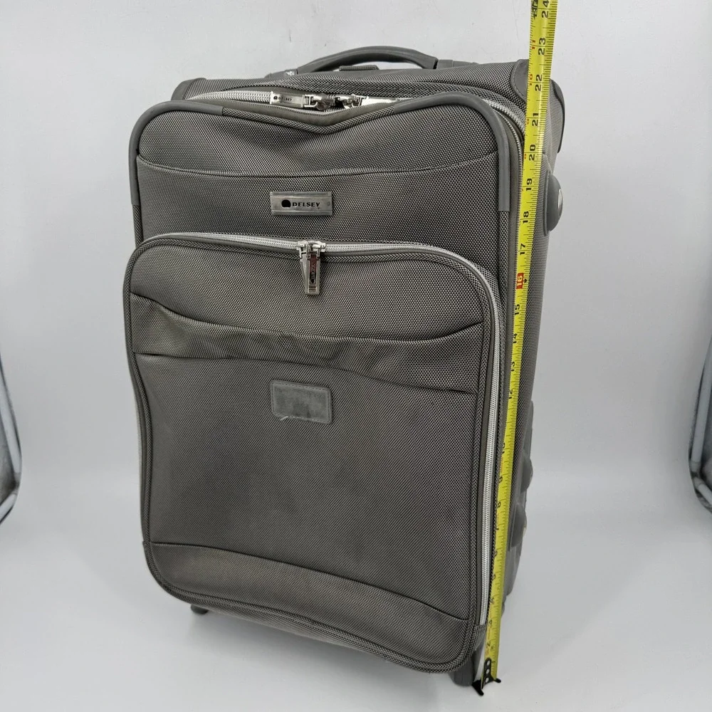 Delsey Carry On‎ Luggage Charcoal Gray Softside Rolling Suitcase 21 Inch Upright